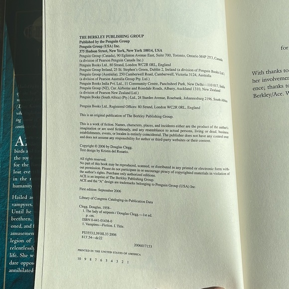 The Vampyricon: The Lady of Serpents - Douglas Clegg. Hardcover. Fantasy. 1st Ed - Picture 6 of 8